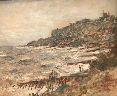 Francese: Falaise de Sainte-Adresse, tempo grigio da Claude Monet