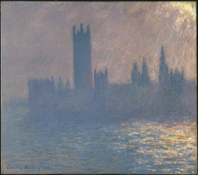 Case del Parlamento, effetto della luce solare da Claude Monet