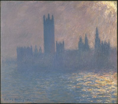 Case del Parlamento, effetto di luce solare da Claude Monet