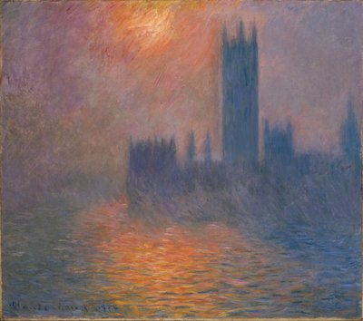 Case del Parlamento, tramonto da Claude Monet