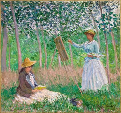 Nel bosco a Giverny - Blanche Hoschedé al suo cavalletto con Suzanne Hoschedé che legge da Claude Monet