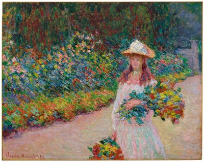 Giovane ragazza nel giardino di Giverny da Claude Monet