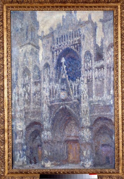 La cattedrale di Notre Dame de Rouen, il portale, tempo grigio, armonia grigia da Claude Monet