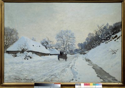 La carrozza, strada sotto la neve a Honfleur nel 1867 Dipinto di Claude Monet (1840-1926). 1867. Dim. 0,65x0,92 m. Parigi, Musee d