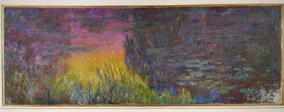 Lo stagno delle ninfee senza salici, Tramonto da Claude Monet