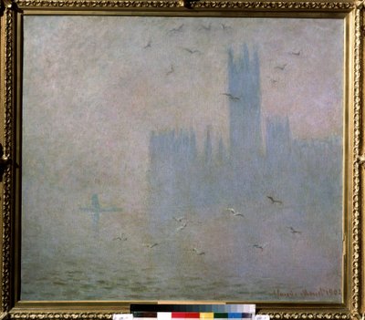 Gabbiani. Il Tamigi a Londra. Il Parlamento da Claude Monet