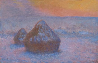 Covoni di grano al tramonto, effetto neve, 1890-91 da Claude Monet