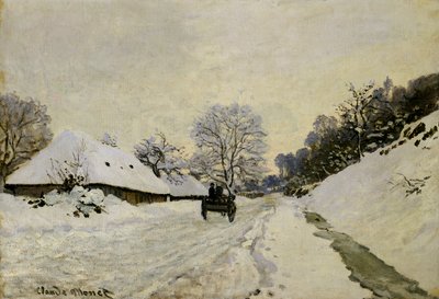 Il carro, o strada sotto la neve a Honfleur, 1865 da Claude Monet