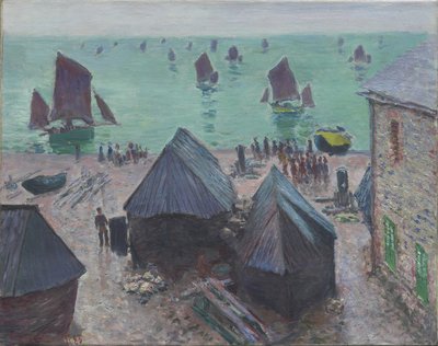 La partenza delle barche, Étretat da Claude Monet