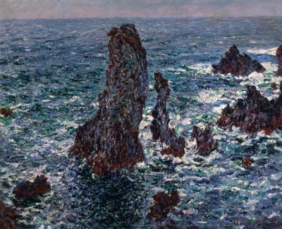 Le rocce a Belle-Ile Pyramides de Port-Coton, Mer sauvage, 1886 da Claude Monet