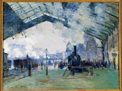 Veduta della stazione ferroviaria di Saint Lazare a Parigi e del treno della Normandia da Claude Monet