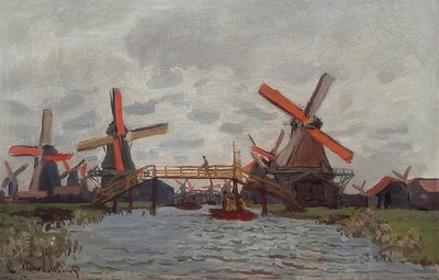 Mulini a vento a Westzijderveld vicino a Zaandam da Claude Monet