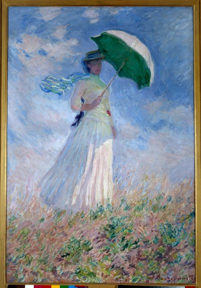 Donna con parasole rivolta a destra da Claude Monet