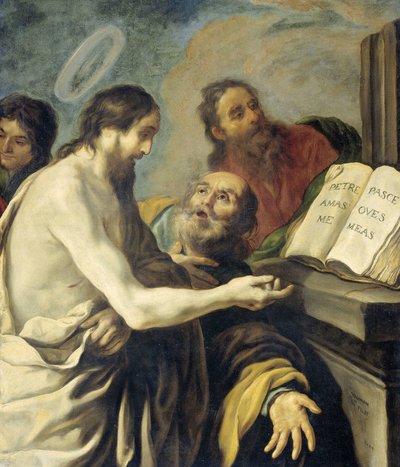 Cristo istruisce Pietro a pascere le mie pecore da Claude Vignon