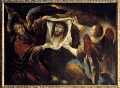 Due angeli presentano il volto santo da Claude Vignon