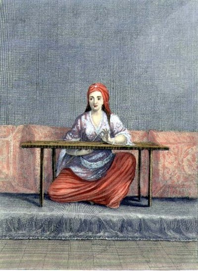 Donna turca che ricama da Claude du Bose