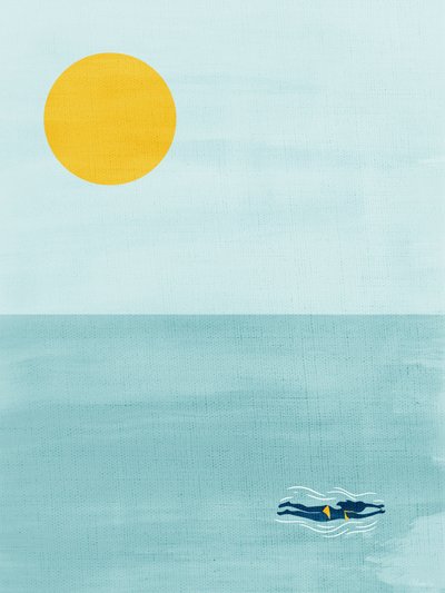 Nuotatore sotto il sole dell