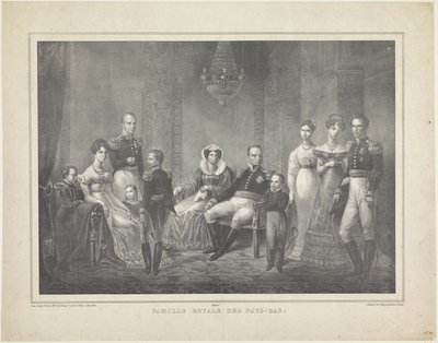 Ritratto di famiglia di Guglielmo I Federico, re dei Paesi Bassi, Guglielmina di Prussia, i loro figli con le mogli, la loro figlia e quattro nipoti da Claudio Linati