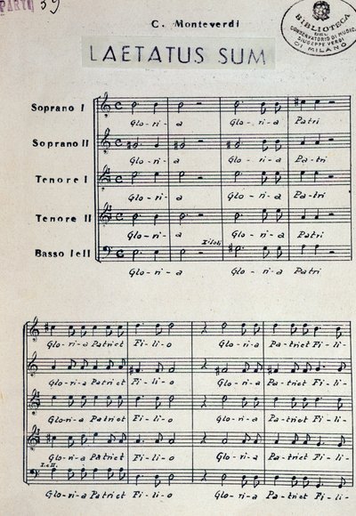 Partitura musicale di Dixit dominus di Monteverdi da Claudio Monteverdi