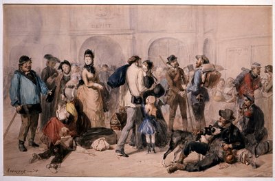 Folla nella hall della Gare de Lyon di Andrieux da Clément Auguste Andrieux