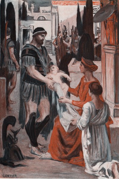 Addio di Ettore e Andromaca. Illustrazione di Clement Gontier (1876-1918) per 
