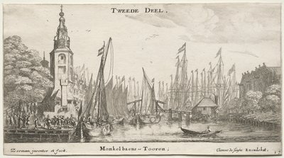 Varie Navi e Vedute di Amsterdam, Parte II: Canale vicino ad Amsterdam e Torre di Monkel da Clement de Jonghe