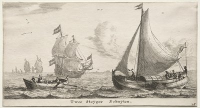 Varie navi e vedute di Amsterdam, Parte II: Due barche da molo da Clement de Jonghe