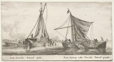 Varie navi e vedute di Amsterdam (Verscheÿde Schepen en Gesichten van Amstelredam), Parte II: Una chiatta di torba frisone. Il Dÿnop, vicino allo stagno di torba Veensche da Clement de Jonghe