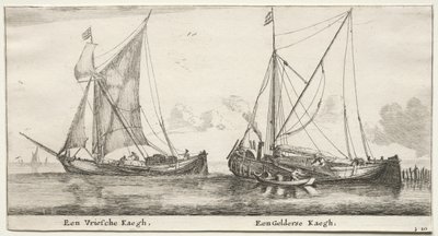 Varie Navi e Vedute di Amsterdam, Parte II: Un Bilander Frisone. Un Bilander Geldersche da Clement de Jonghe