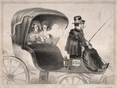 Actualités: Les Inconvénients des voitures publique: Le cocher de..., 1839 da Clémente Pruche