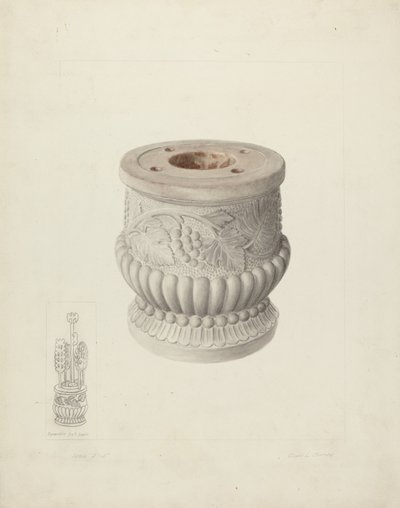 Urna di pietra scolpita da Clyde L. Cheney