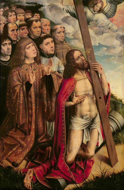 Cristo Mediatore con Filippo il Bello (1478-1506) e il suo seguito, pannello sinistro di un altare da Colijn de Coter