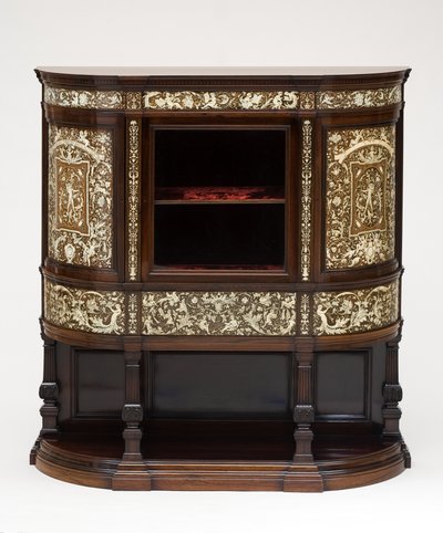 Vetrina, c.1890 (palissandro intarsiato con avorio, rivestimento originale in velluto) da Collinson and Lock