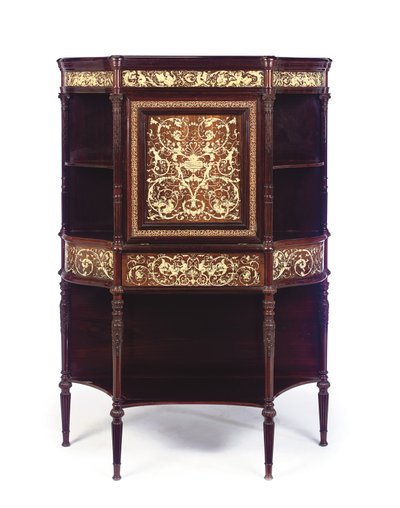 Secretaire inglese in palissandro intarsiato in avorio e marqueterie, fine XIX secolo da Collinson and Lock