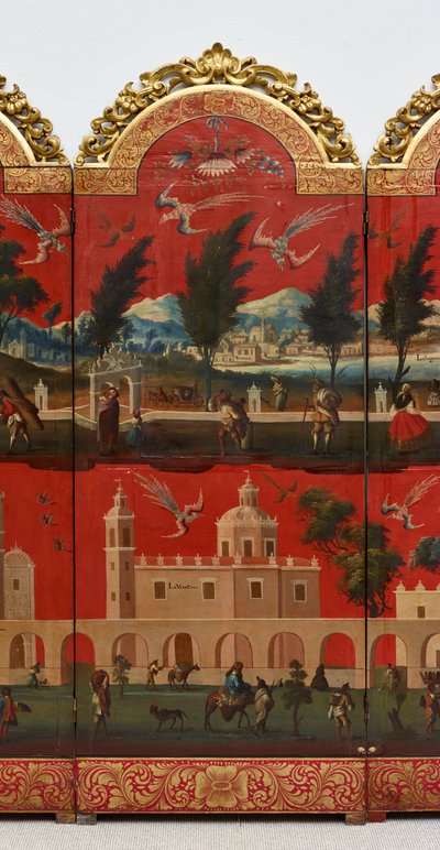 Biombo con vedute di Città del Messico da Colonial Spanish