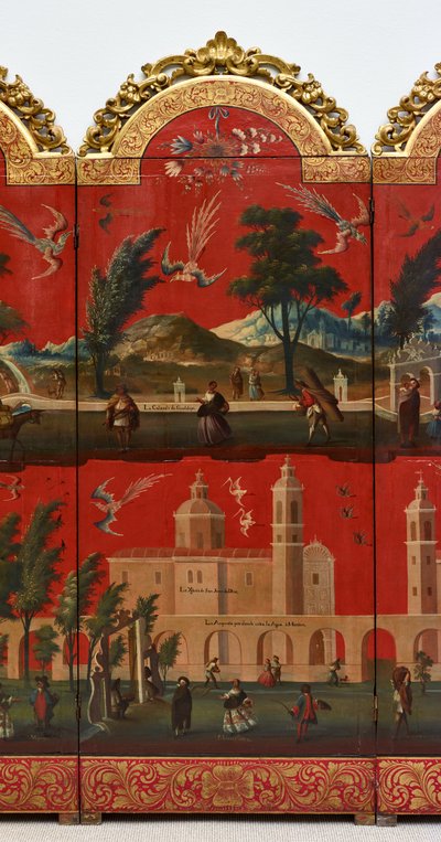 Biombo con vedute di Città del Messico da Colonial Spanish