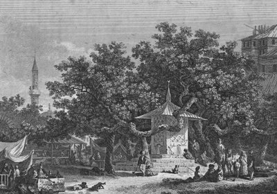 Veduta vicino alla città di Damasco, inciso da Heath da Conrad Martin Metz