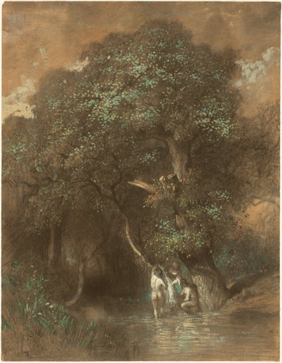 Bagnanti vicino a una quercia gigante da Constant Troyon