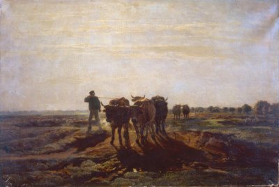 Paesaggio pianeggiante con buoi da Constant Troyon