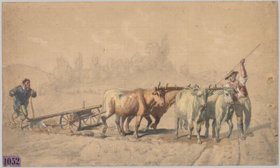 Quattro buoi che tirano un aratro, 1853 da Constant Troyon