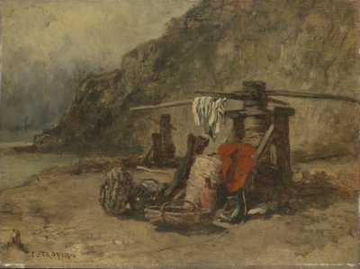Vista della spiaggia con argani da Constant Troyon