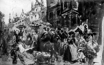 Una strada in Alsazia, XIX secolo, 1930 da Constantin Guys