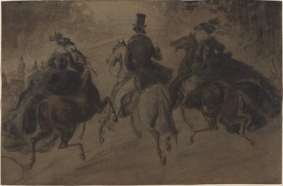 Cavaliere e due signore a cavallo da Constantin Guys