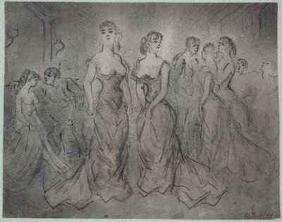 Scena interna di una casa di tolleranza, donne e uomini, 1875 circa da Constantin Guys