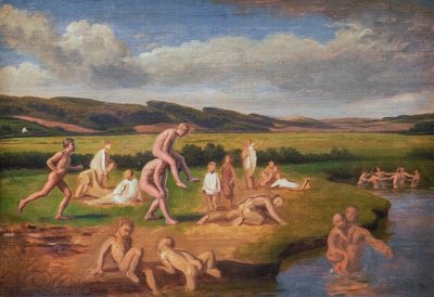 Ragazzi che fanno il bagno e giocano da Constantin Hansen