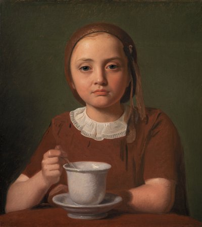 Danese:  En lille pige, Elise Købke, med en kop foran sig Ritratto di una bambina, Elise Købke, con una tazza davanti a sé da Constantin Hansen