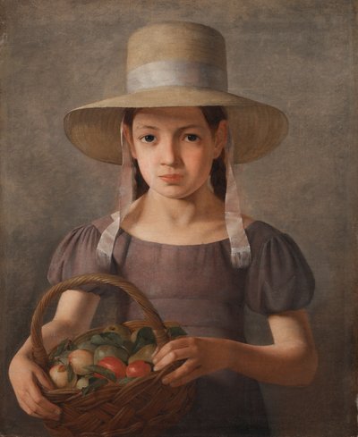Ragazza con frutta in un cesto da Constantin Hansen