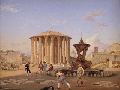 Piazza della Bocca della Verità con il cosiddetto Tempio di Vesta a Roma da Constantin Hansen