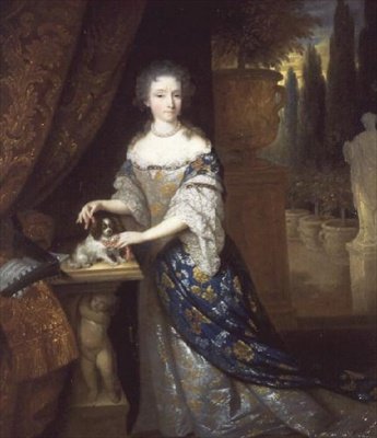 Ritratto di una Signora con un Cagnolino Seduta su un Plinto, c.1690 da Constantin Netscher