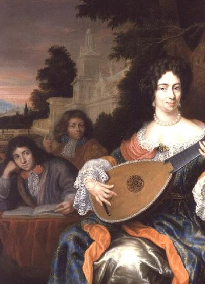 Una Donna che Suona un Liuto, con i suoi Due Figli Dietro di Lei da Constantin Netscher